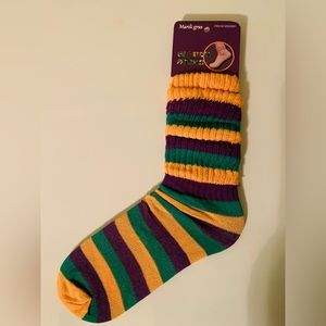 Mardi Gras Slouch Socks. Adults. Purple, green & gold. NWT